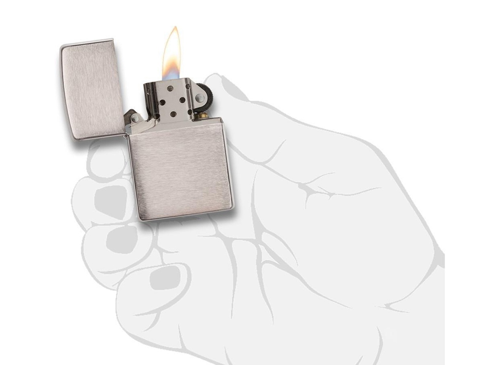 Зажигалка ZIPPO Classic с покрытием Brushed Chrome, латунь/сталь, серебристая, матовая, 38x13x57 мм-2