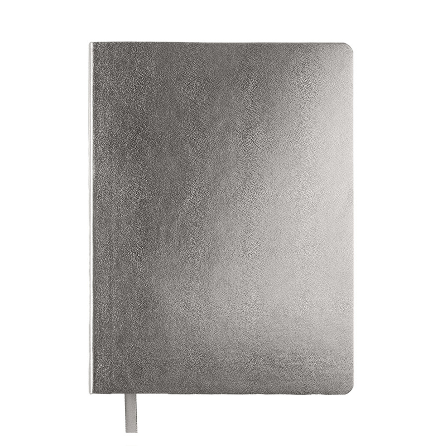 Бизнес-блокнот AURI, формат А5, серебристый, блок в линейку, серебристый-1
