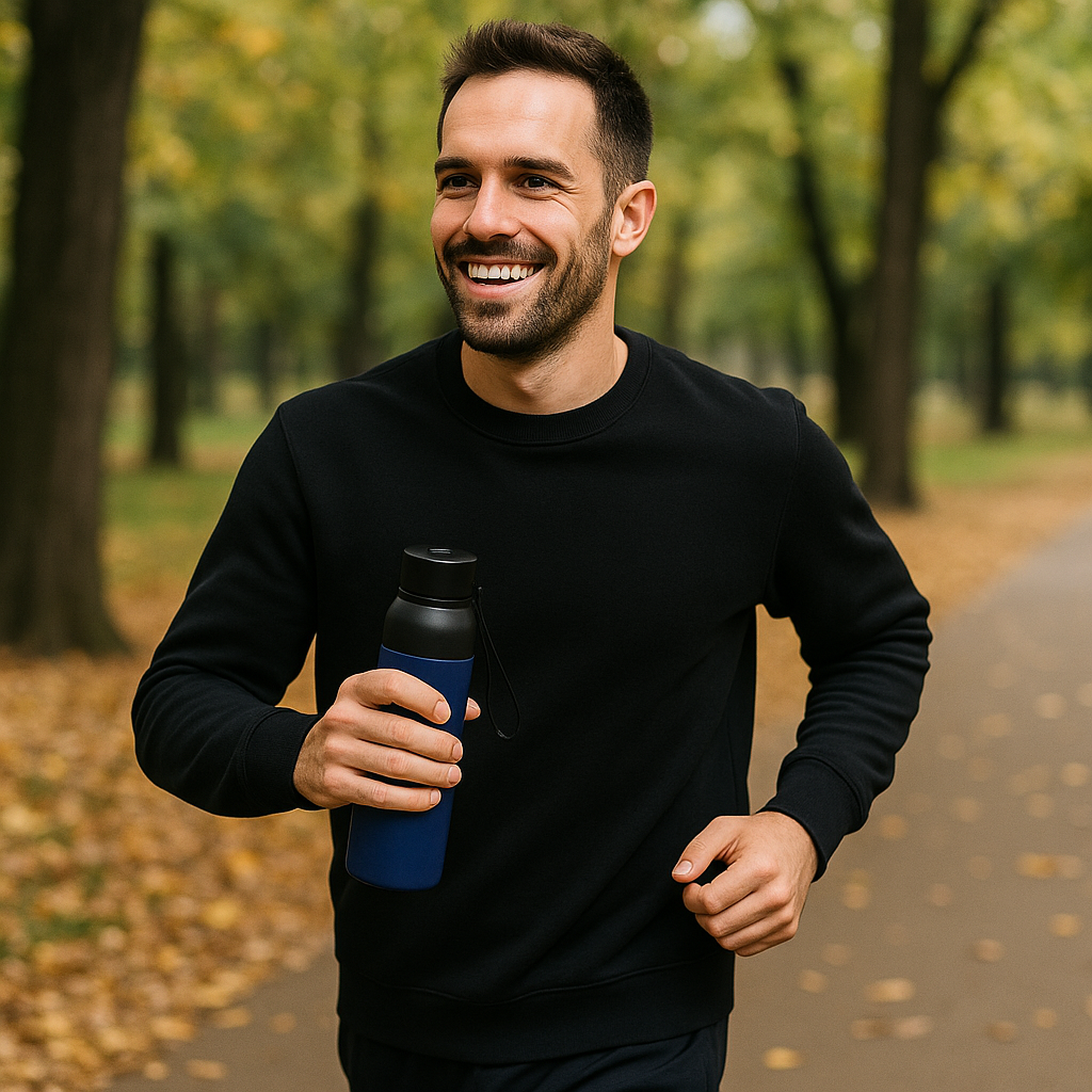 Термобутылка Button Black (черный с синим)-10