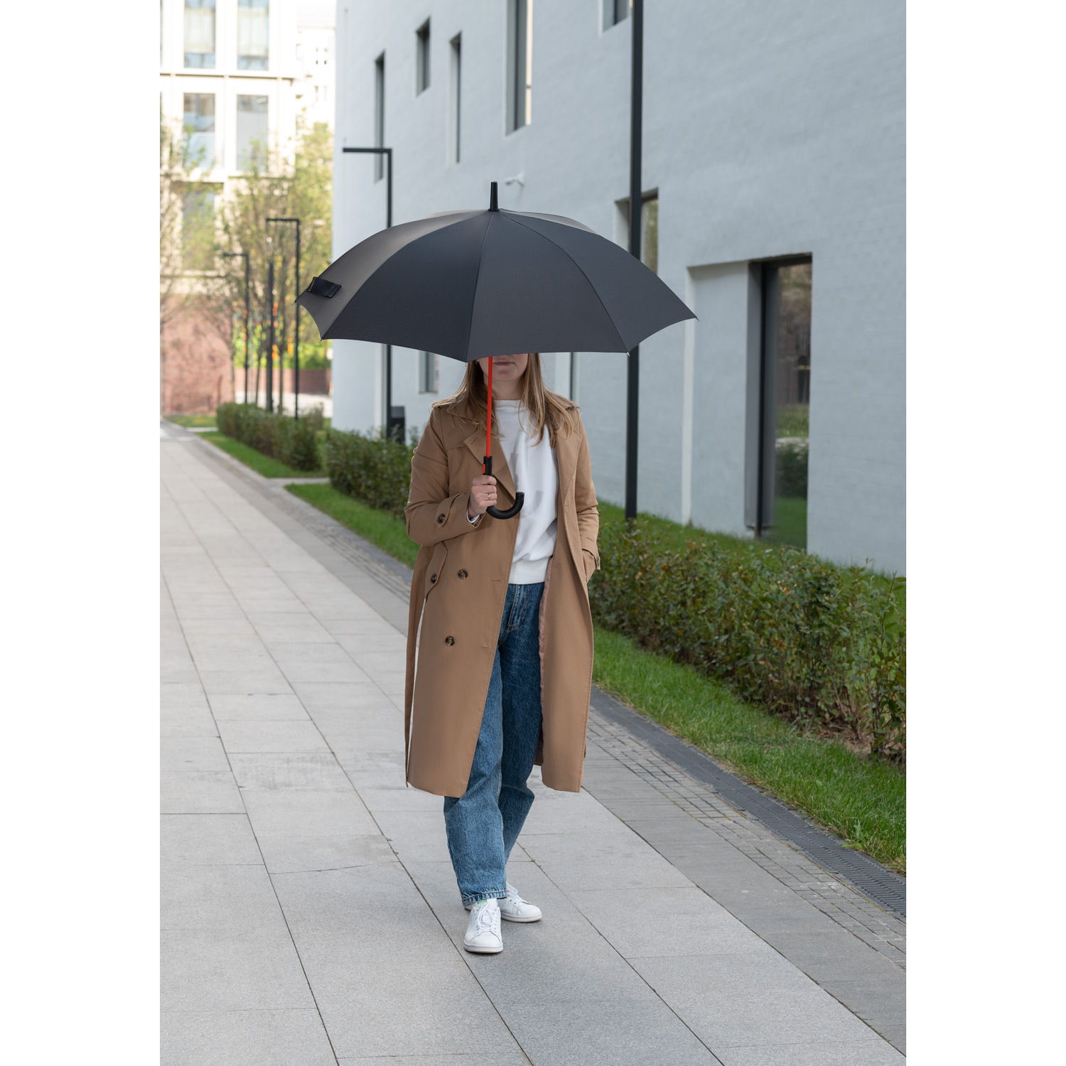 Зонт-трость Квантум (Quantum), черный/оранжевый-11