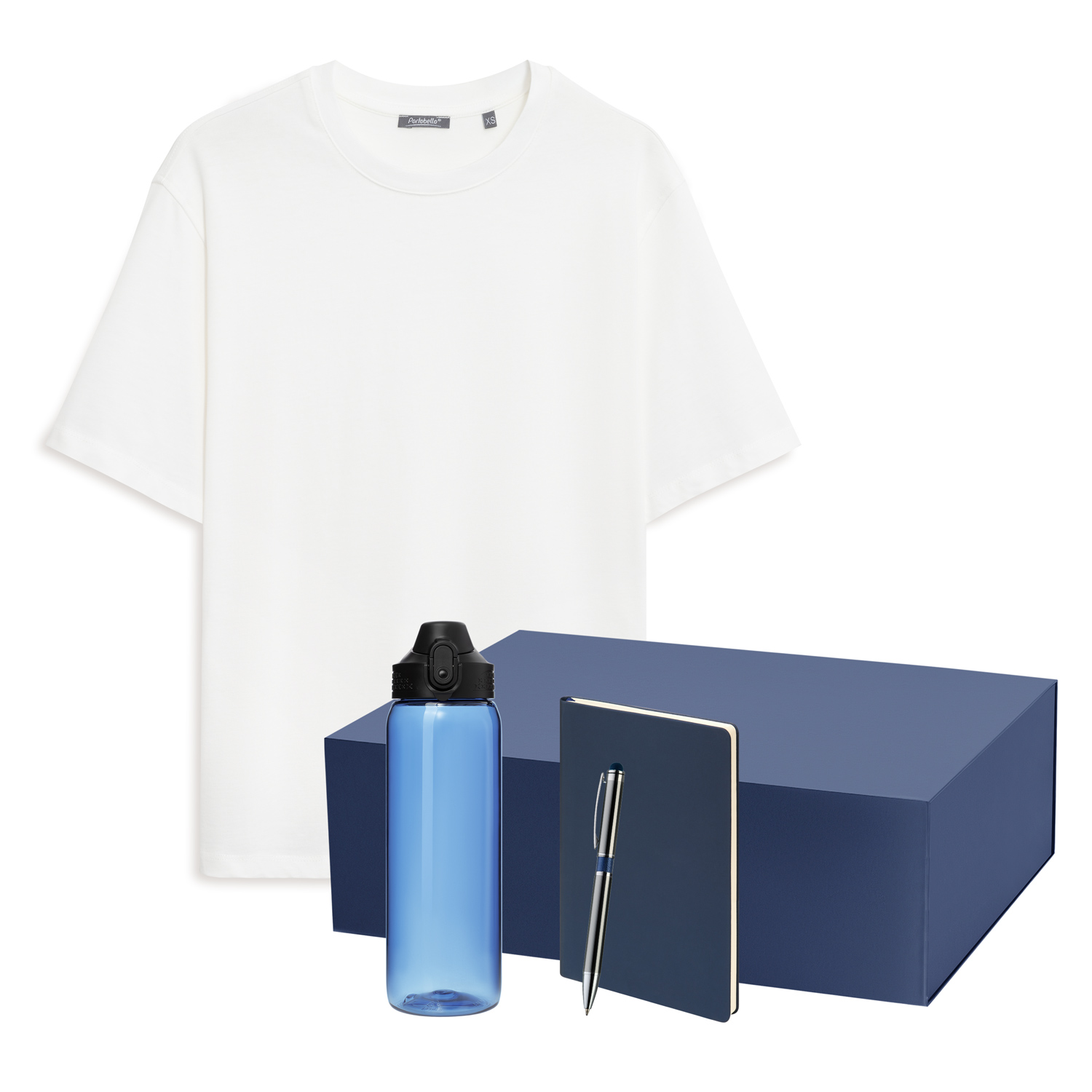 Набор с одеждой Раст Нео (Rust Neo) (футболка, бутылка, ежедневник, ручка), белый/синий, M/L-0