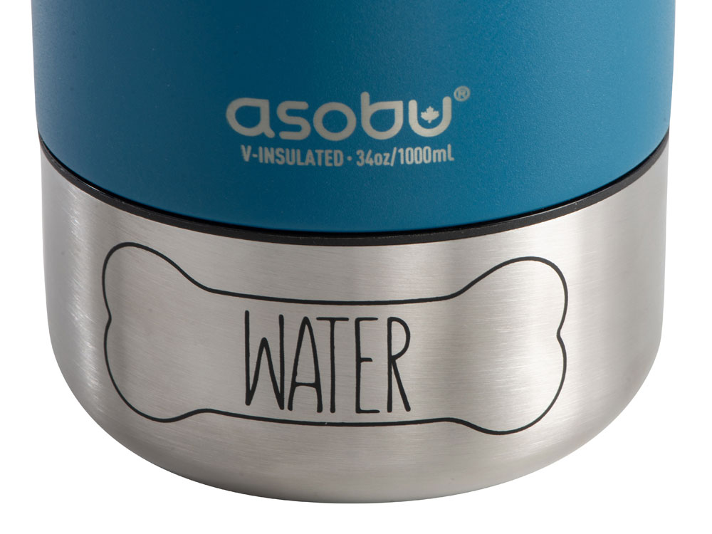 Вакуумный термос Buddy 3-в-1 со съемными мисками для питомцев, 1000 мл, синий-16