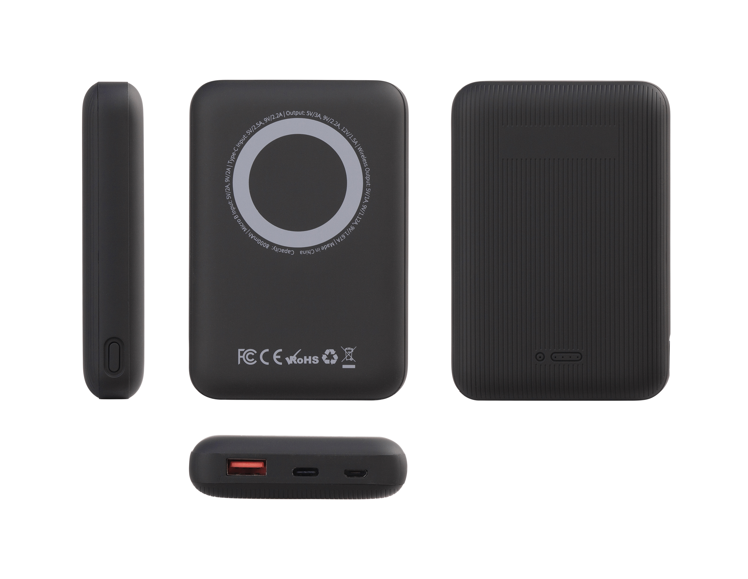 Беспроводное магнитное ЗУ "Forsage SOFTTOUCH", 8000 mAh с быстрой проводной (20W) и беспроводной (15W) зарядкой, покрытие soft touch-4