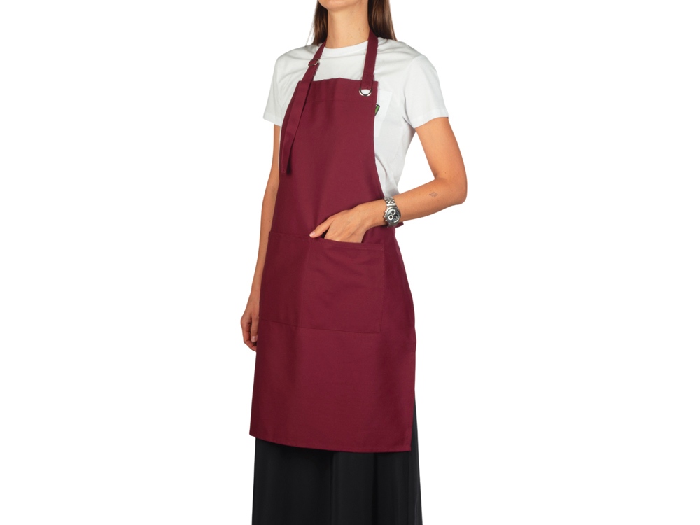 Хлопковый фартук Delight с карманом и регулируемыми завязками, бургунди-2