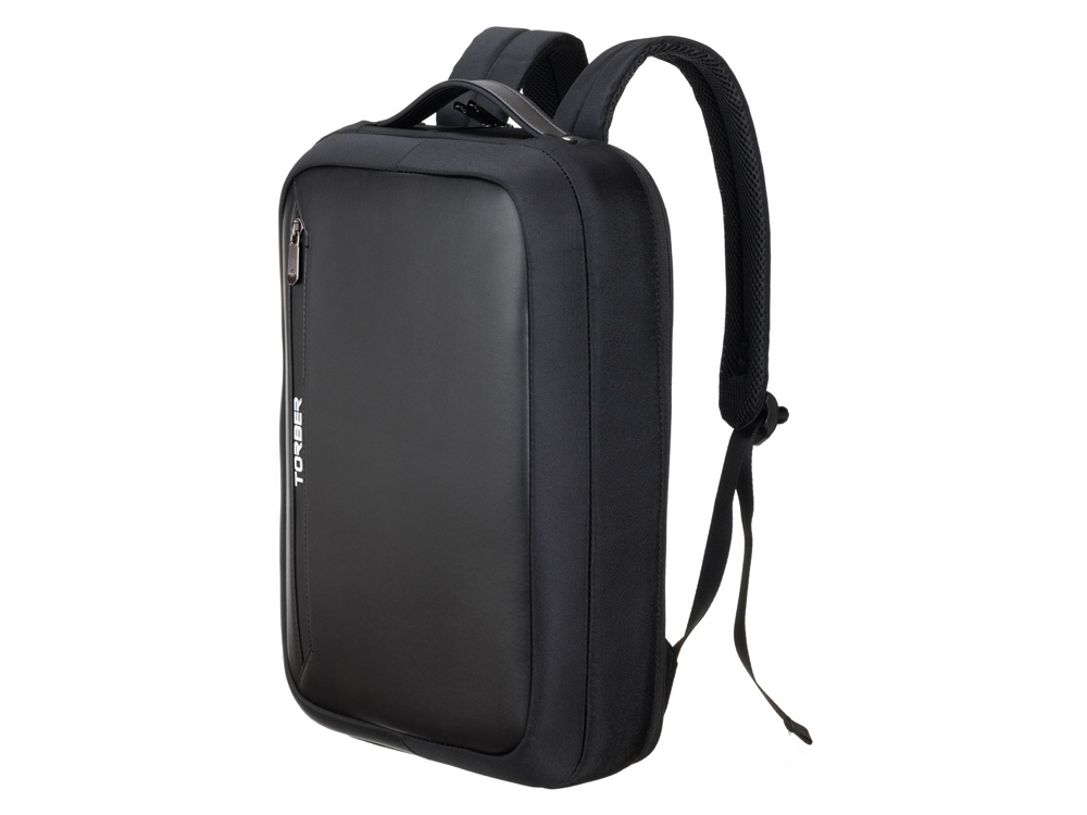 Рюкзак TORBER VOYAGE с отделением для ноутбука 15,6'', черный, нейлон/микрофибра, 30x12x42 см, 14л-1