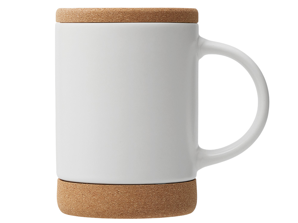 Кружка 450 мл с пробковым дном с крышкой Корк & Бон, белый-2