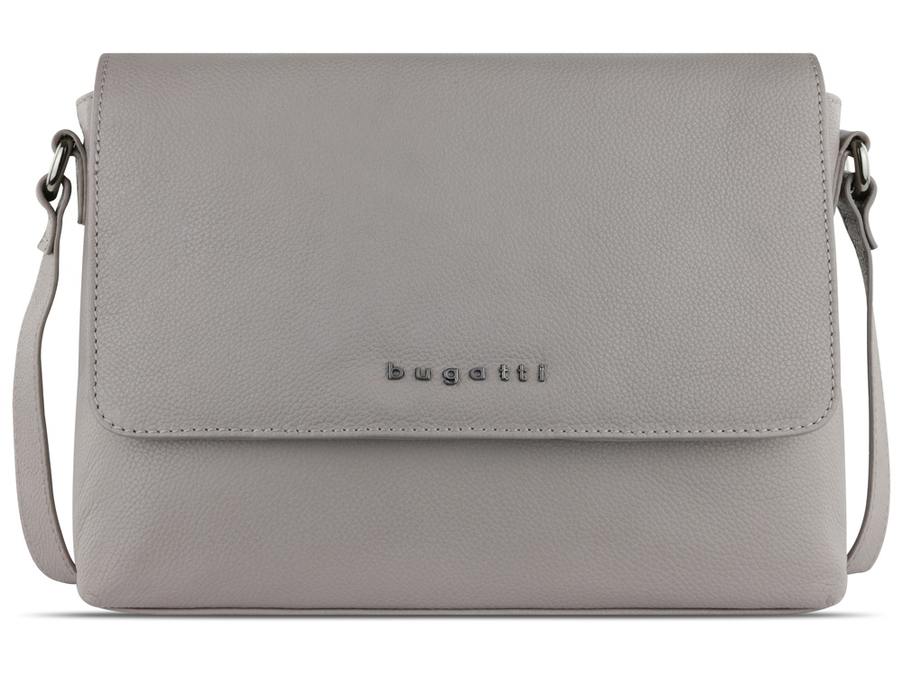 Сумка наплечная женская BUGATTI Bella, бежевая, воловья кожа/полиэстер, 25х8х20 см-1