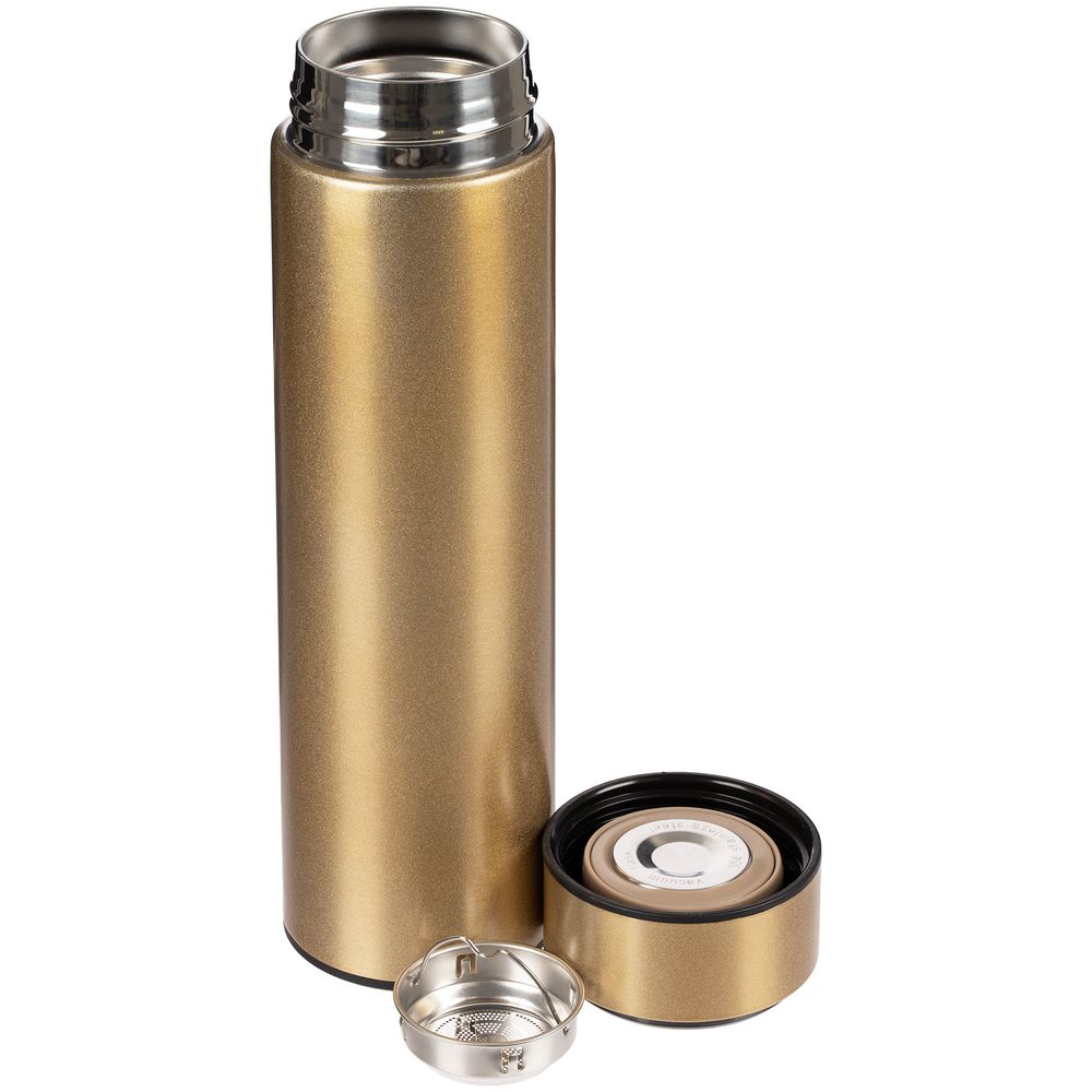 Смарт-бутылка с заменяемой батарейкой Long Therm, золотистая-2