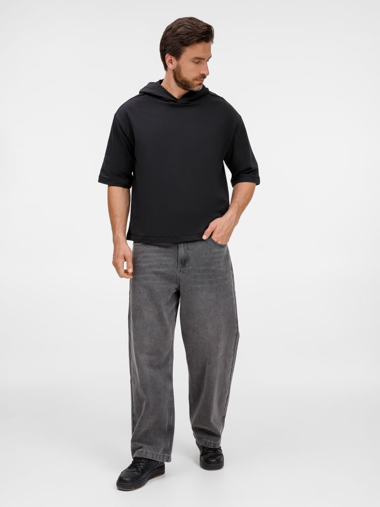 Футболка оверсайз унисекс с капюшоном Neofit, черная-5