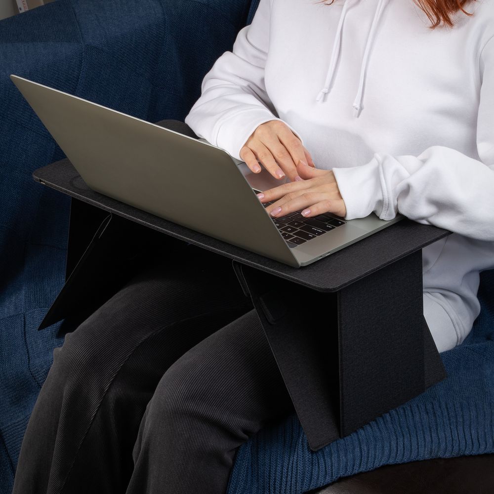 Складной стол для ноутбука с беспроводной зарядкой Kickstand Table, серый-4