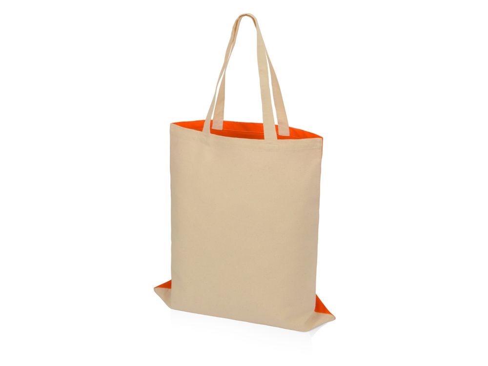 Сумка для шопинга Twin двухцветная из хлопка, 180 г/м2, оранжевый/натуральный-2