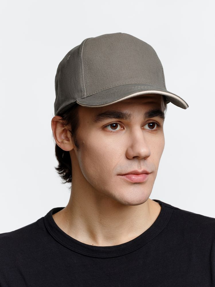 Бейсболка Long Beach, хаки с бежевым-6