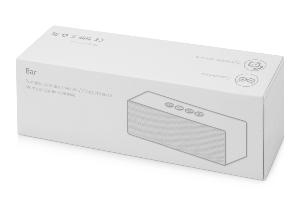 Портативная колонка Bar со стереодинамиками soft touch, серый-7