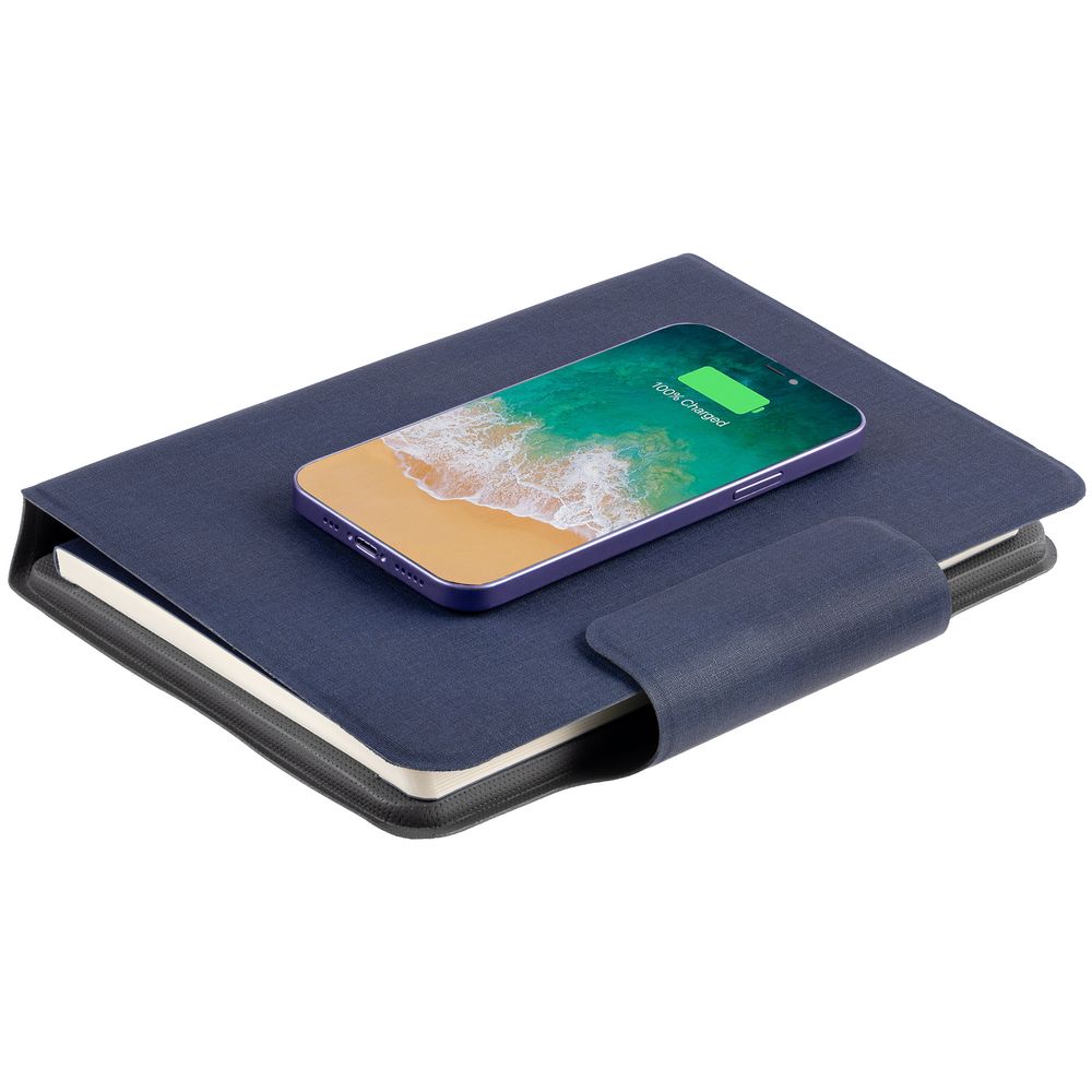 Органайзер с блокнотом и аккумулятором Oiro, синий-5