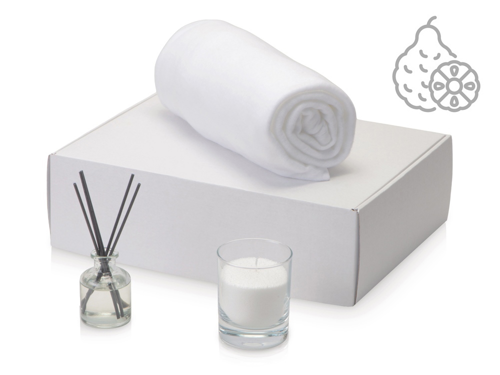 Подарочный набор White light 2.0 с пледом, диффузором, насыпной свечой-0