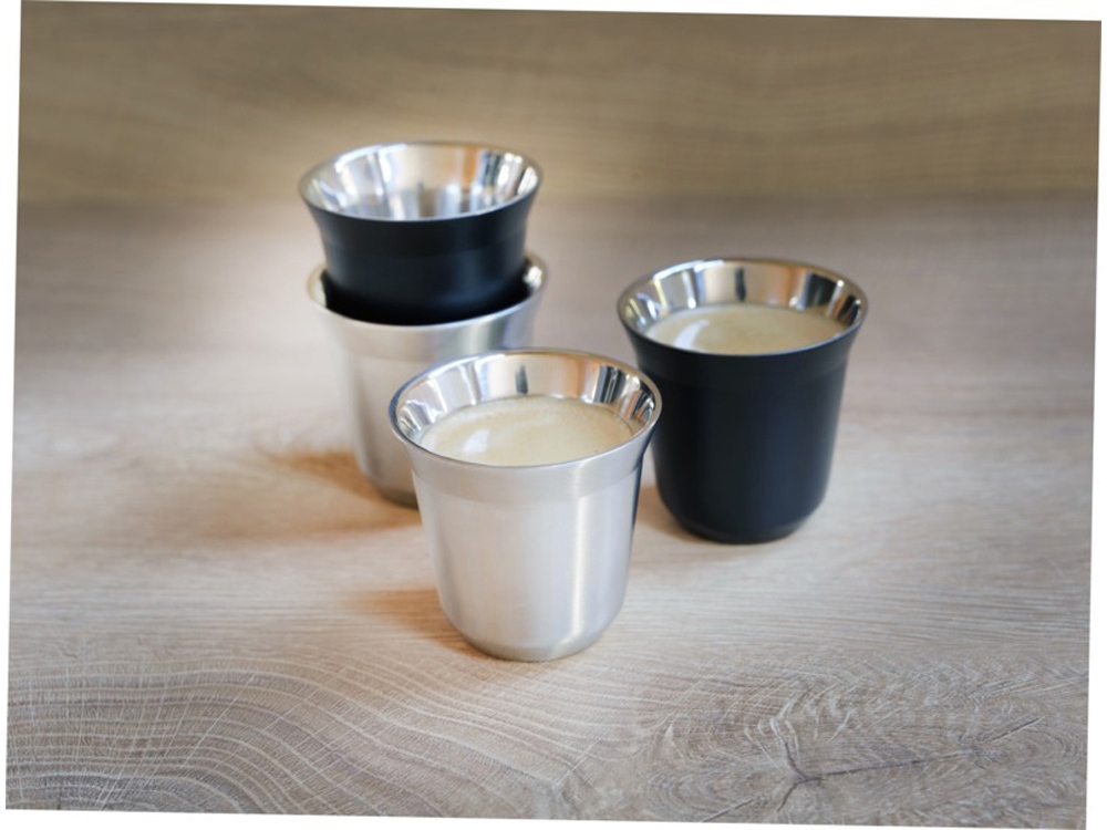 Duo набор чашек для эспрессо из нержавеющей стали, сертифицированный согласно RCS, 80 мл - Серебряный-2