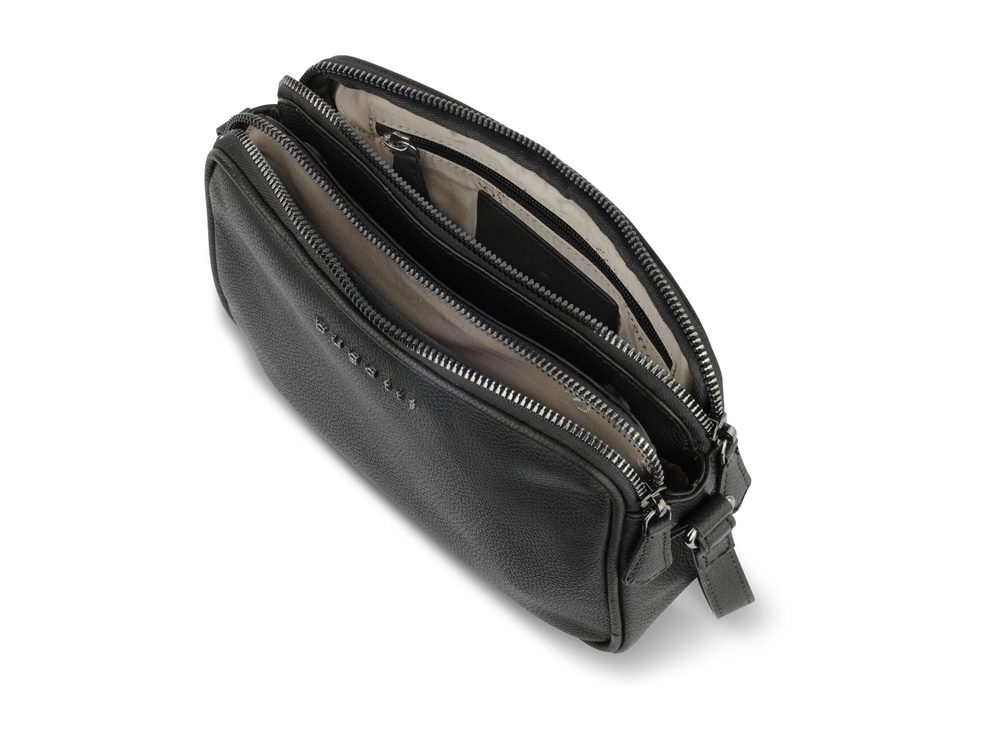 Сумка кросс-боди женская BUGATTI Bella, чёрная, воловья кожа/полиэстер, 22х6х15,5 см-4