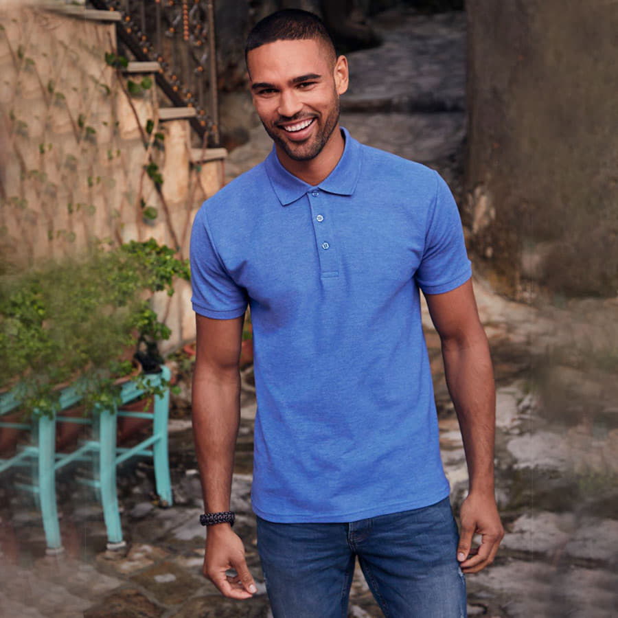 Рубашка поло мужская 65/35 POLO 180, голубой-2