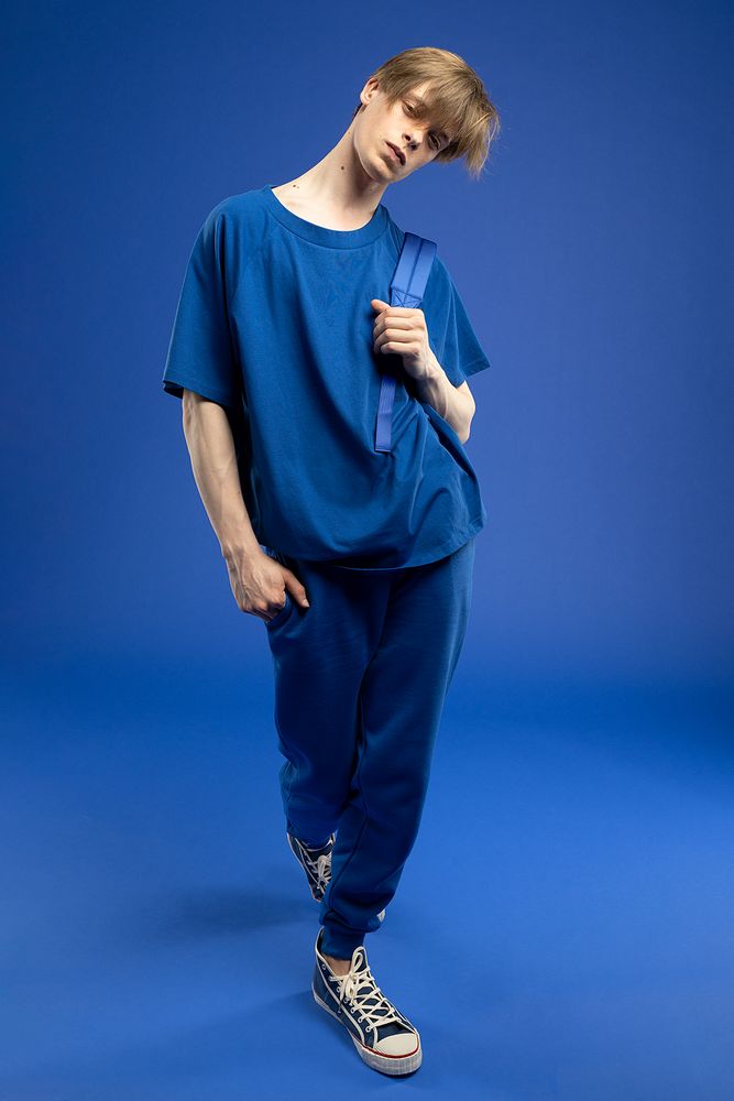 Футболка унисекс оверсайз T2, синяя-0