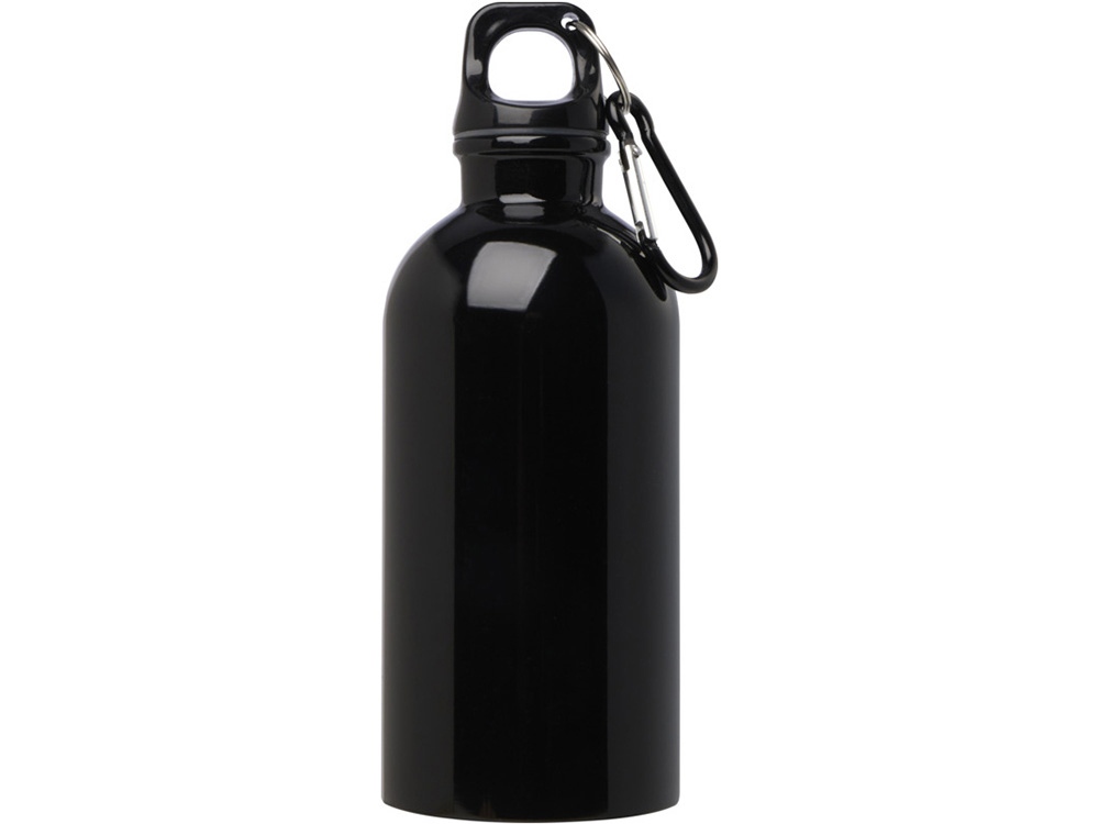 Одностенная бутылка для воды с карабином Oregon, изготовленная из нержавеющей стали, сертифицированной по стандарту RCS, объемом 400 мл - сплошной черный-1