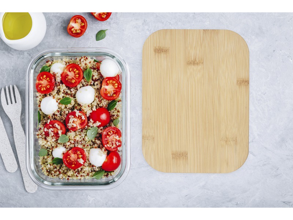 Roby Стеклянный контейнер для завтрака с бамбуковой крышкой - Natural / прозрачный-3
