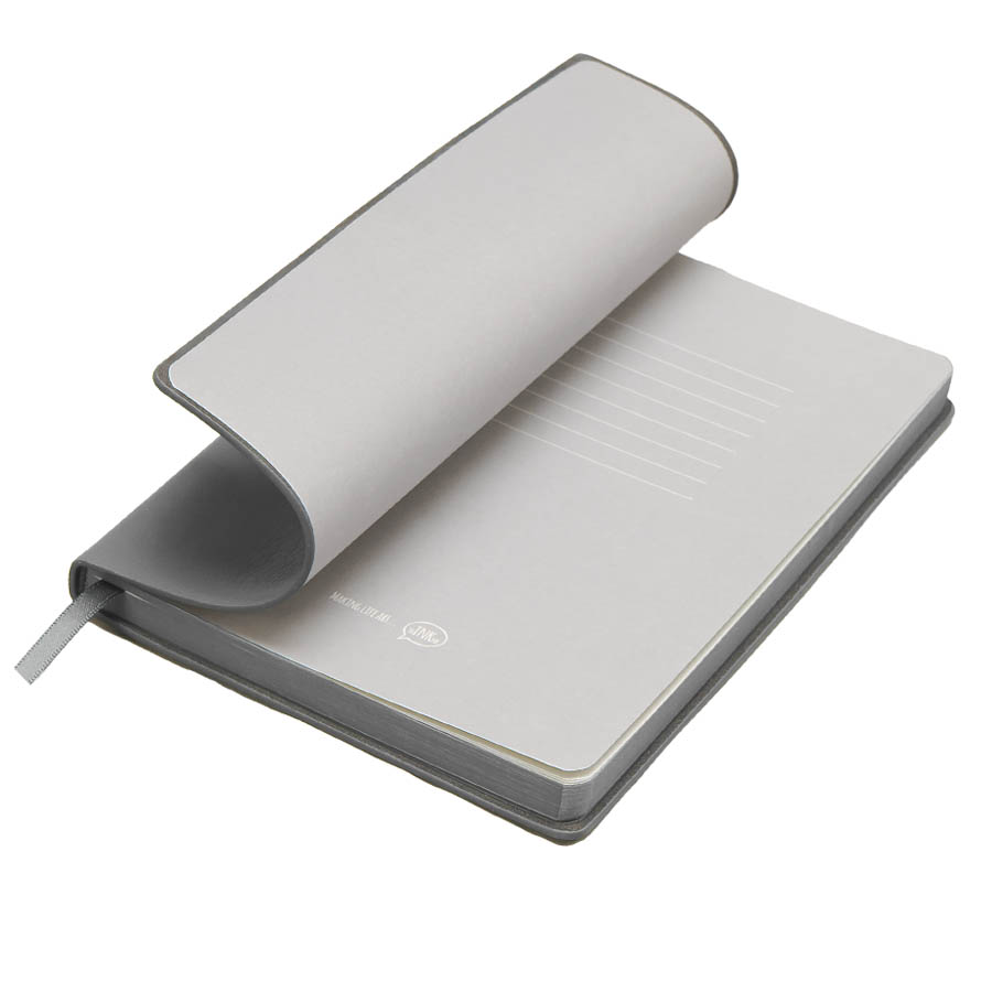 Бизнес-блокнот LADY, формат А5, серый, блок в клетку, серый-4