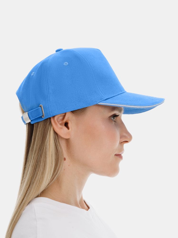 Бейсболка Classic 2.0, синяя с белым кантом-3