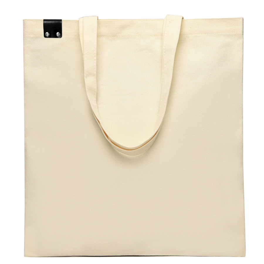 Сумка для покупок IVORY 325 г/м² с PU нашивкой, Чёрный-1