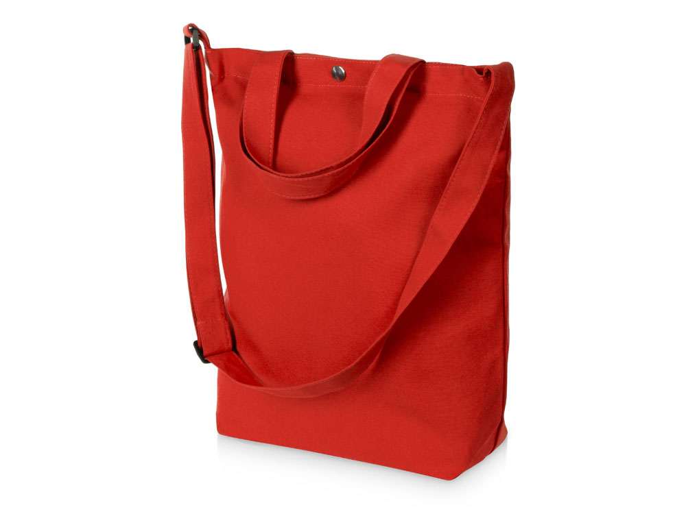 Сумка Helfer из хлопка на кнопке с регулирующейся лямкой, красный-1