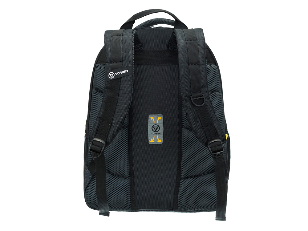 Рюкзак TORBER МЕГАПОЛИС с отделением для ноутбука 15.6, чёрный/серый, полиэстер, 35,5 х 23 х 45 см-3
