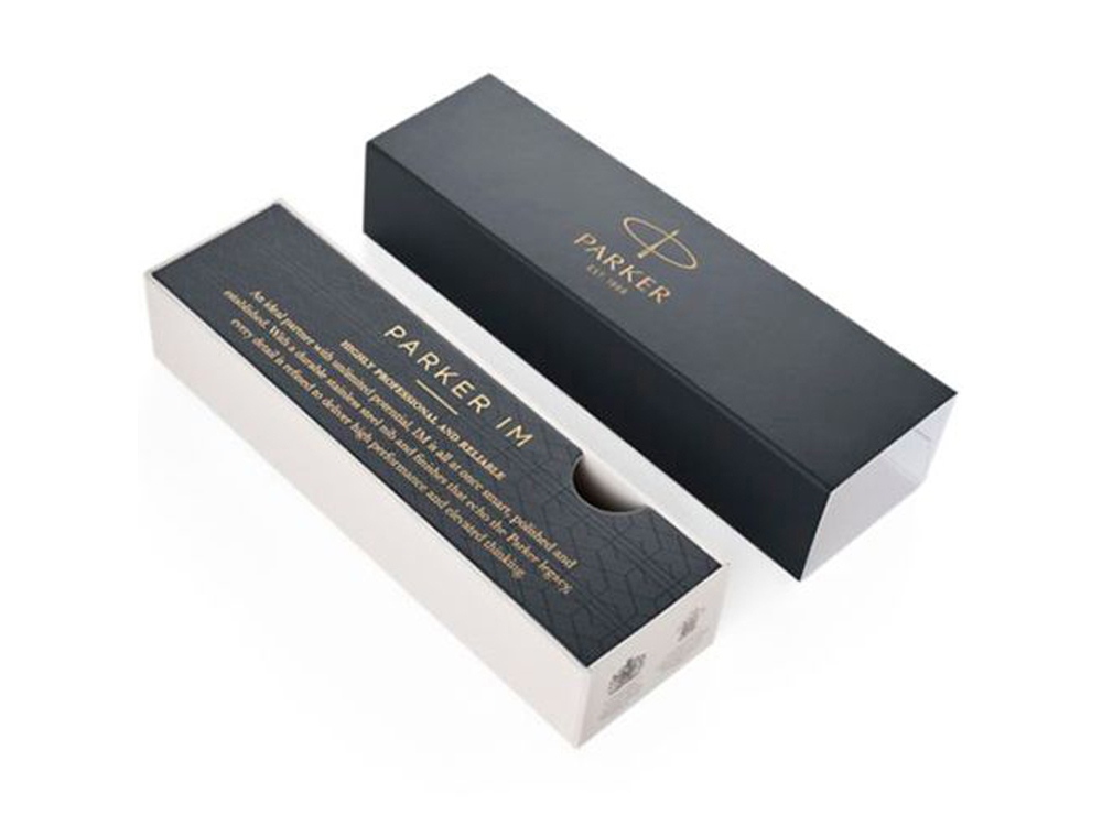 Перьевая ручка Parker IM Premium Black GT, перо: F, цвет чернил: blue, в подарочной упаковке.-5