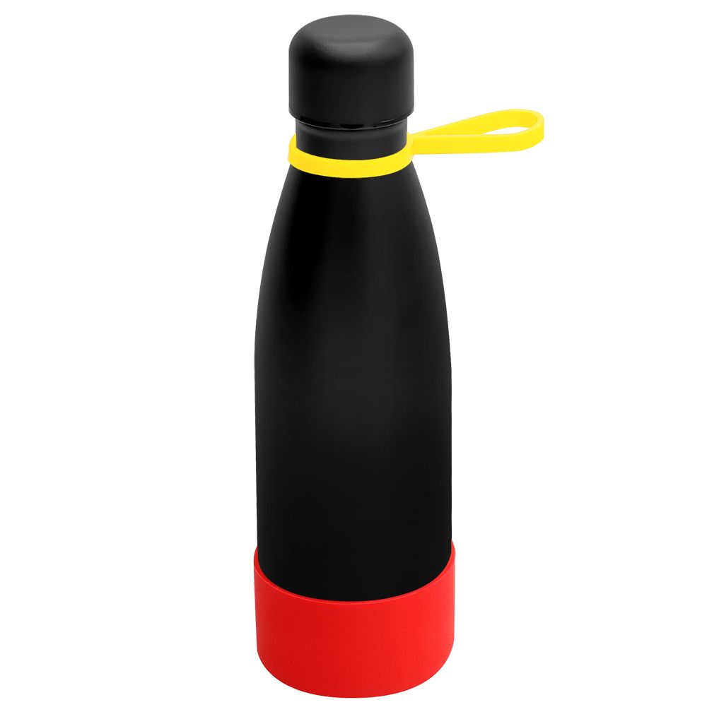 Термобутылка герметичная вакуумная Olivia To Go, Чёрный/жёлтый/красный-0