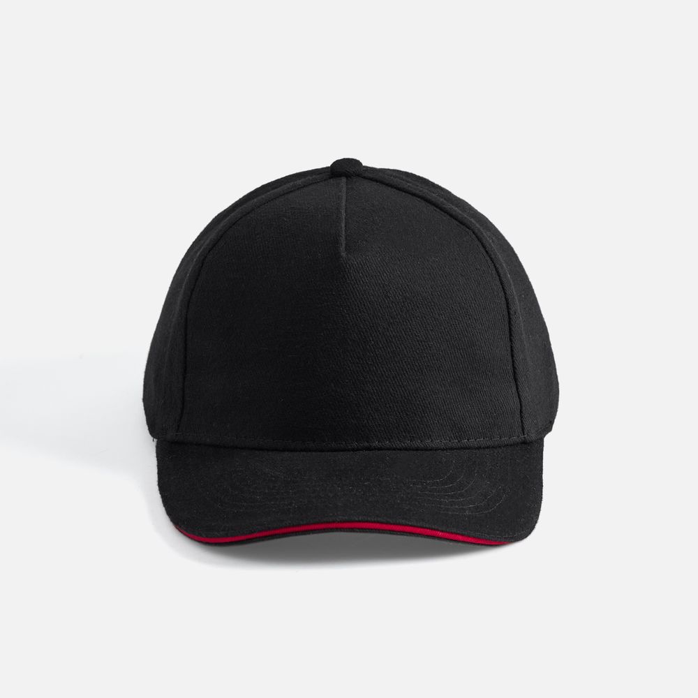 Бейсболка Long Beach, черная с красным-3