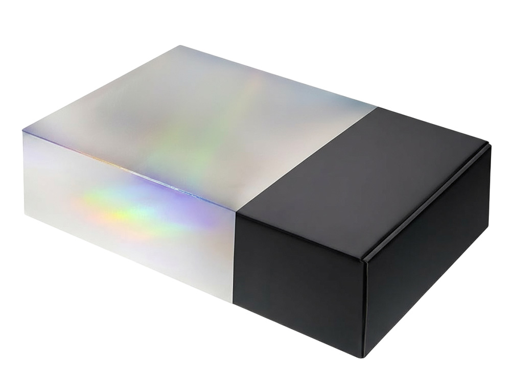 Подарочная коробка с голографическим шубером без печати Aurora, L, 260х260х100 мм.-1