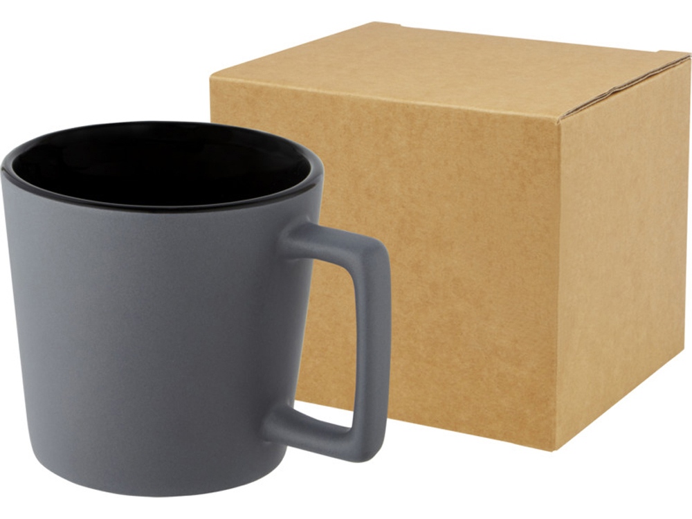 Cali Керамическая кружка объемом 370 мл с матовой отделкой - сплошной черный / Matted Grey-0