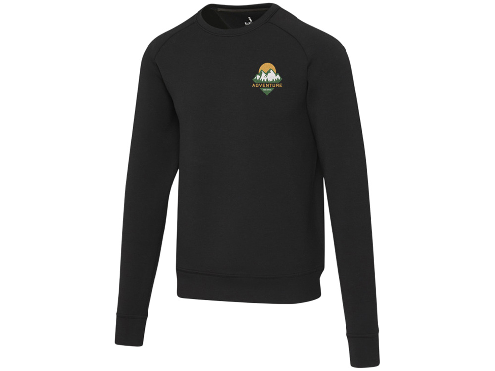 Yukon унисекс интерлок спортивный свитер с круглым вырезом - Сплошной черный-4