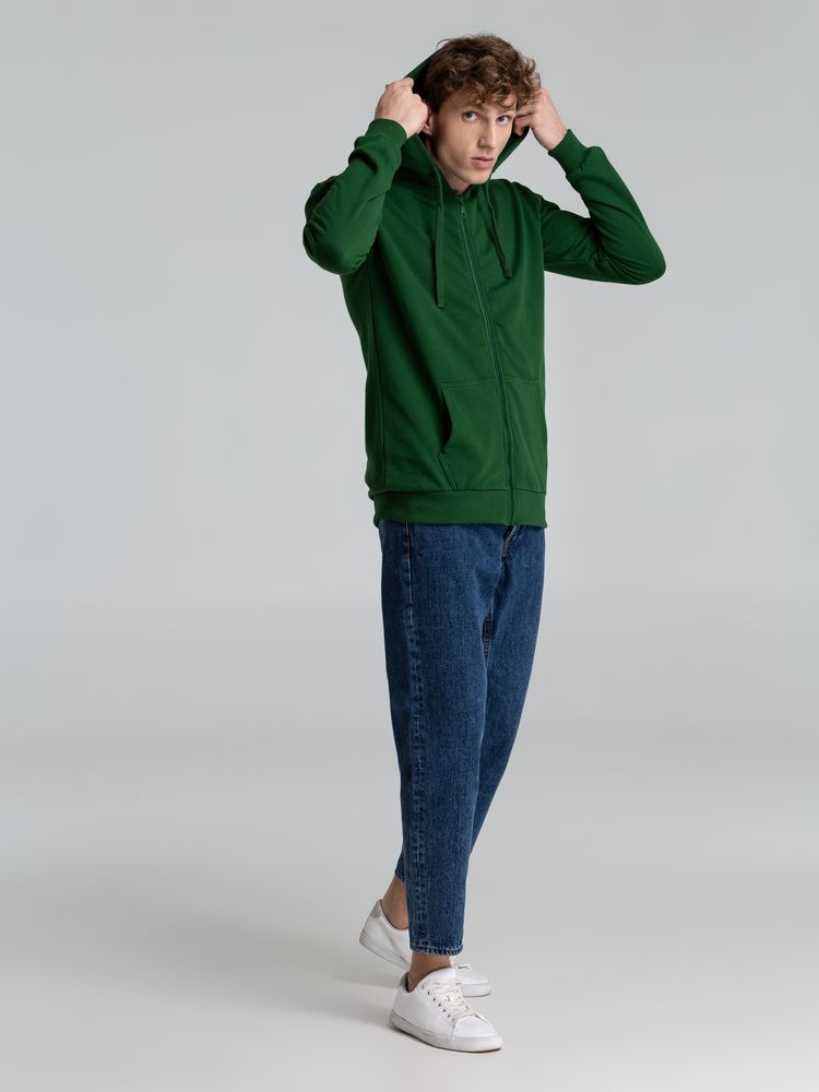 Толстовка на молнии с капюшоном Siverga Heavy 2.0, темно-зеленая-6