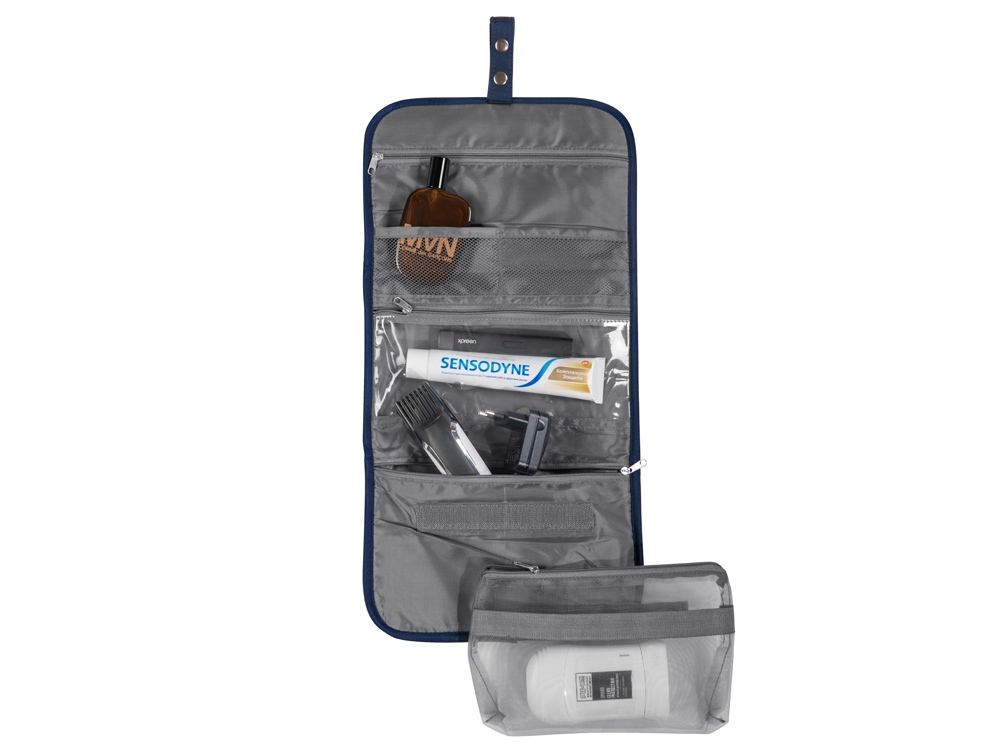 Несессер для путешествий со съемной косметичкой Flat, темно-синий-5