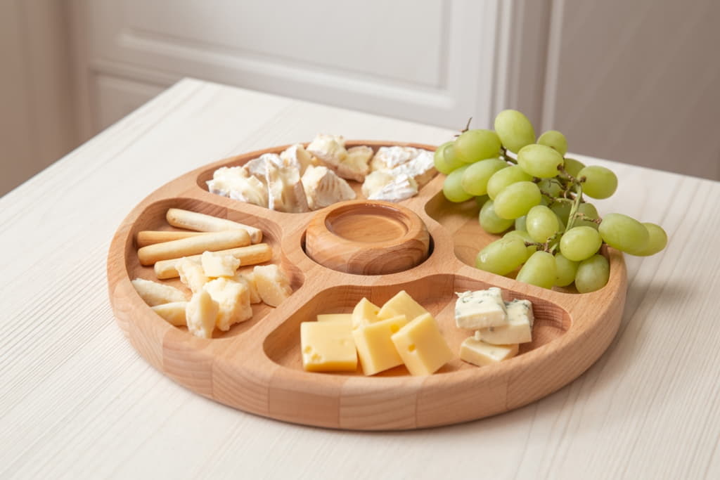 Менажница круглая, 23см, бук, светло-коричневый-1