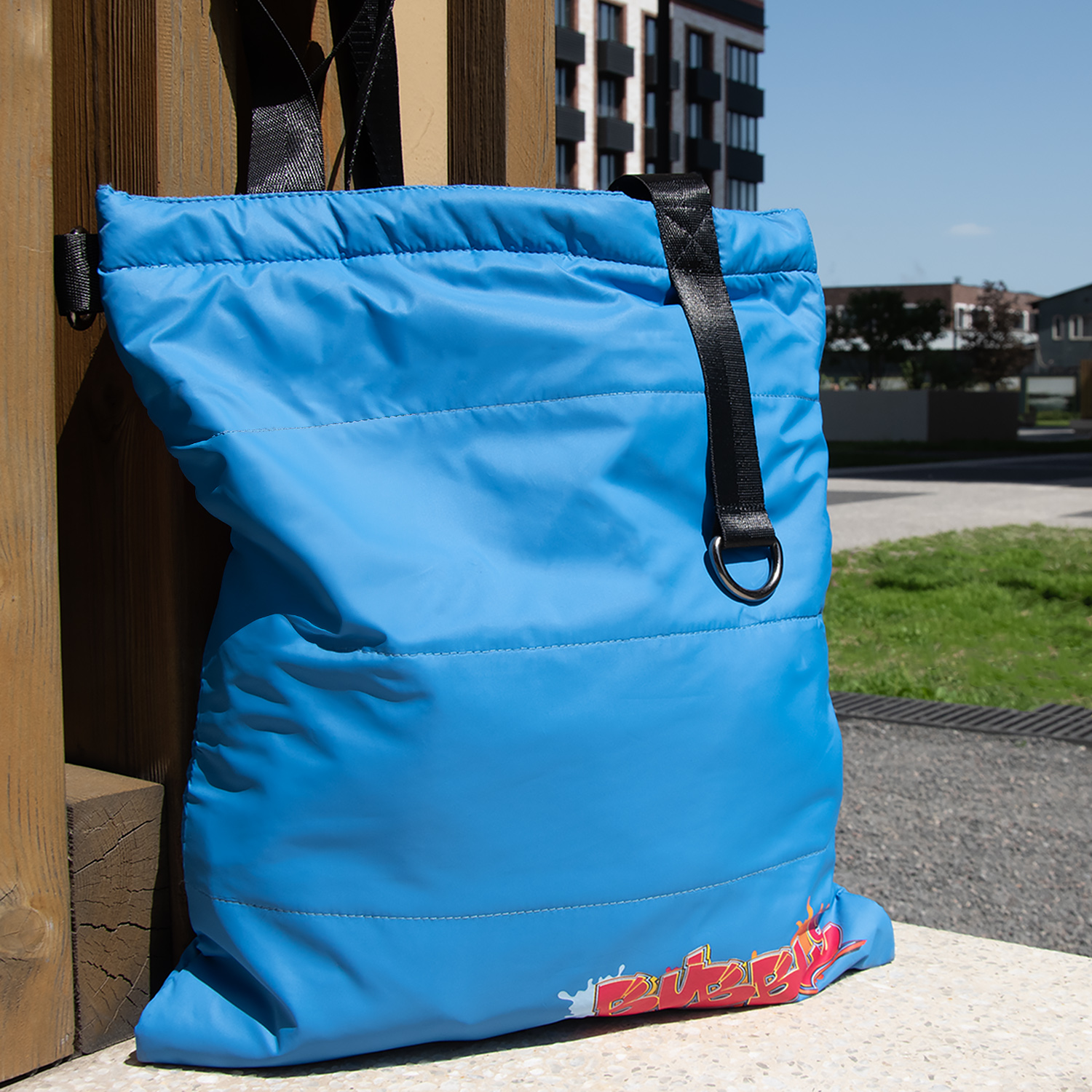 Шоппер Superbag Bubble, с кнопкой (голубой с черным)-8