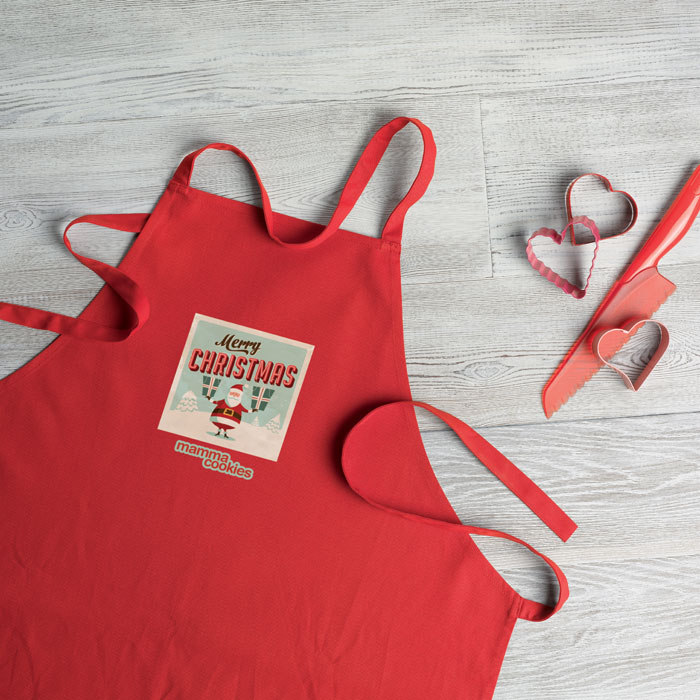 Кухонный фартук из хлопка, красный-12