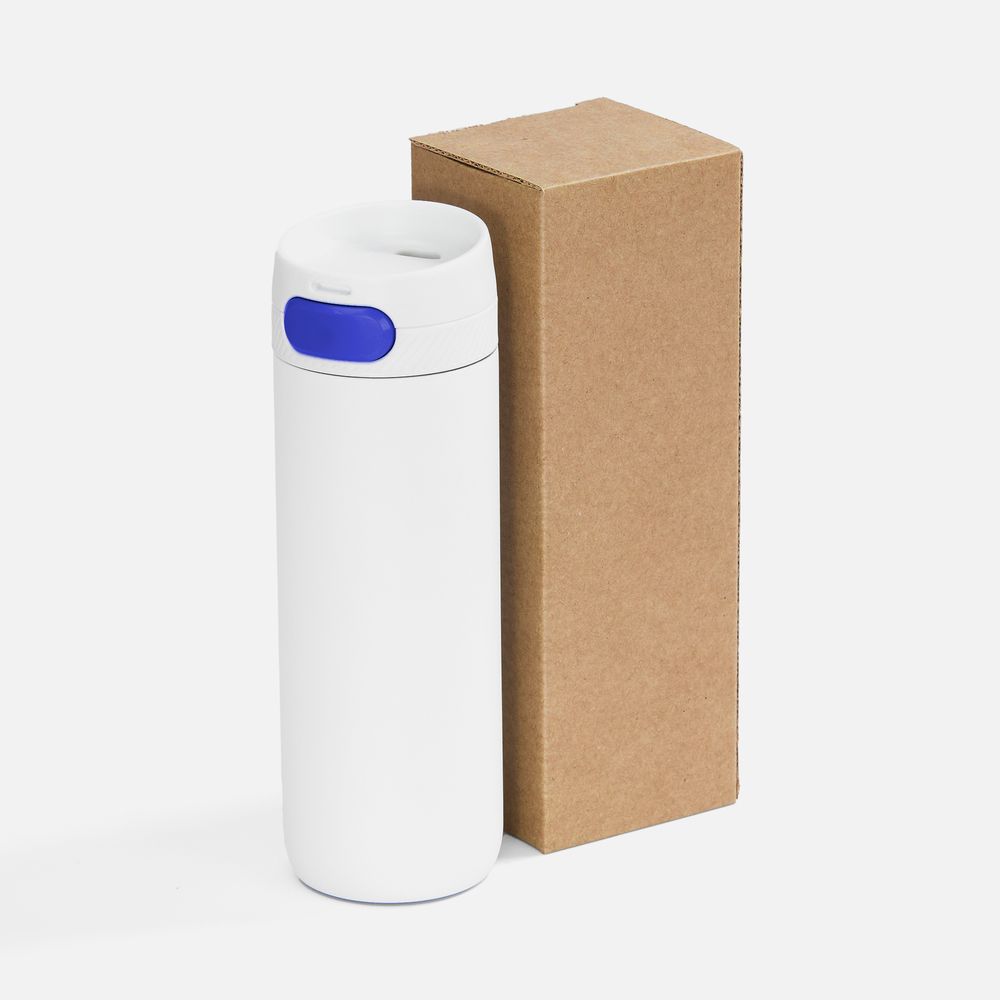 Термостакан X1 с цветной кнопкой, белый с синим-2