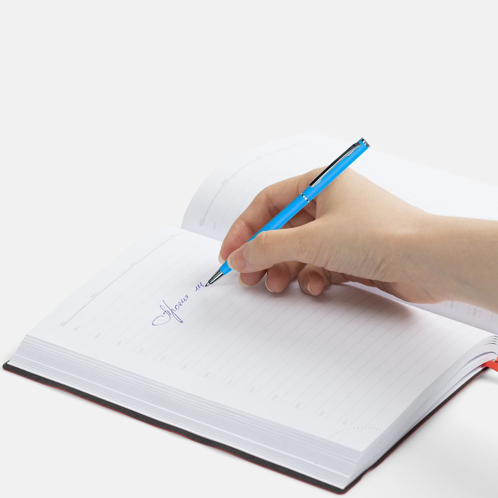 Ручка шариковая Hotel Chrome, ver.2, матовая голубая-2