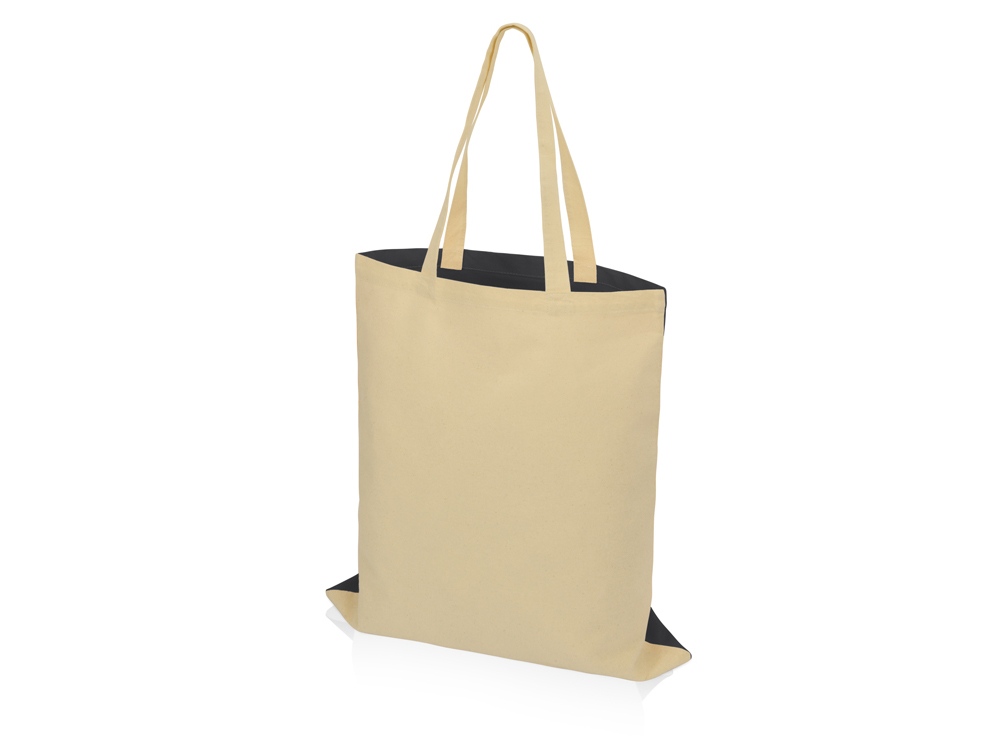 Сумка для шопинга Twin двухцветная из хлопка, 180 г/м2, черный/натуальный-2