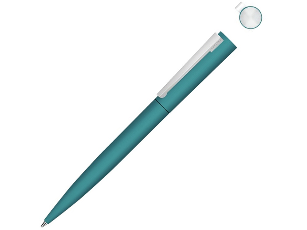 Металлическая шариковая ручка soft touch Brush gum, бирюзовый-0