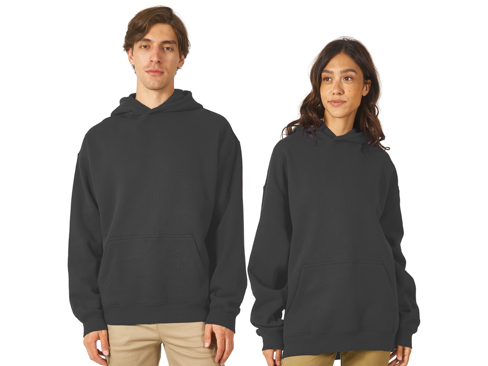 Толстовка с капюшоном оверсайз Berlin унисекс, темно-серый-0