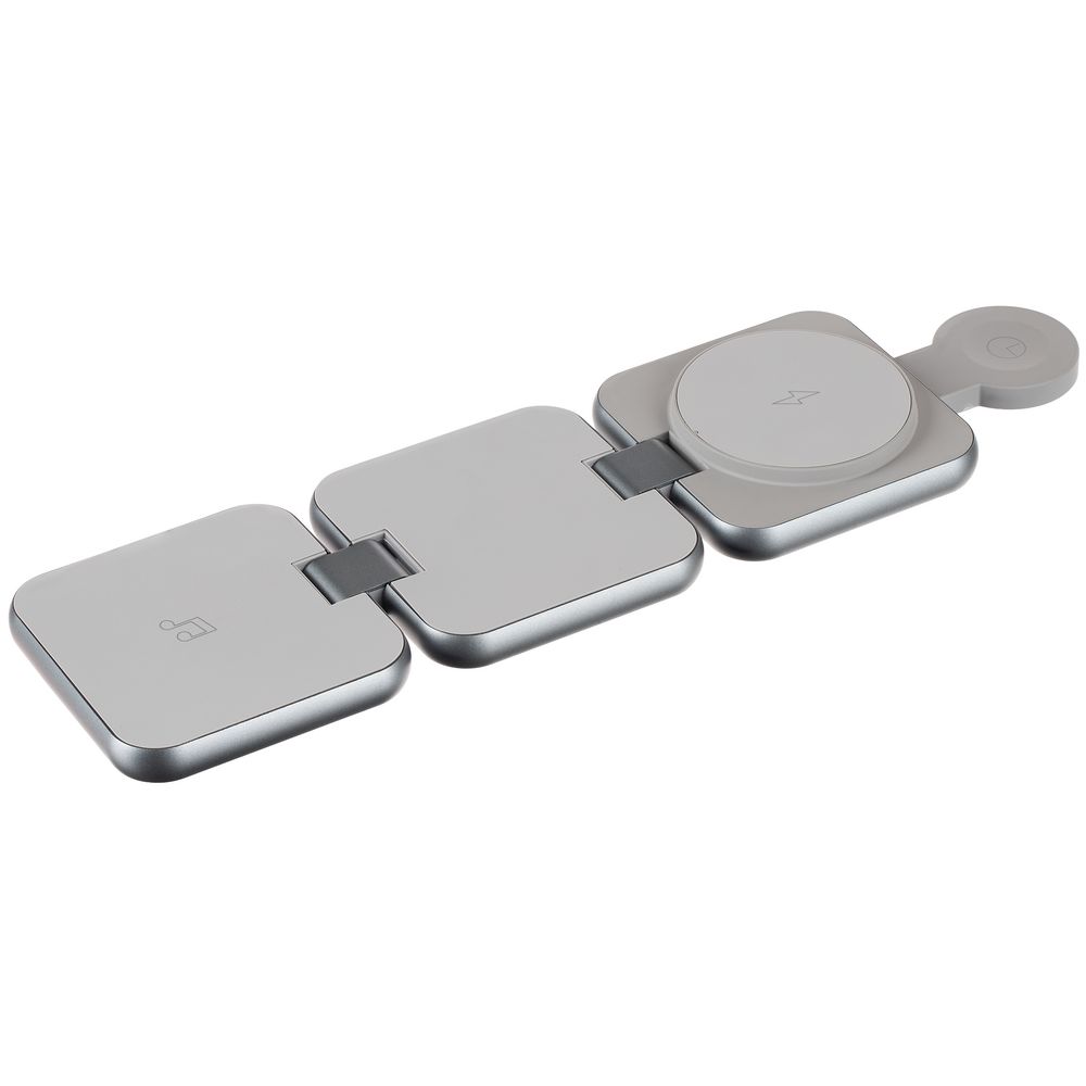 Складная станция беспроводной зарядки Terza, серебристая-1