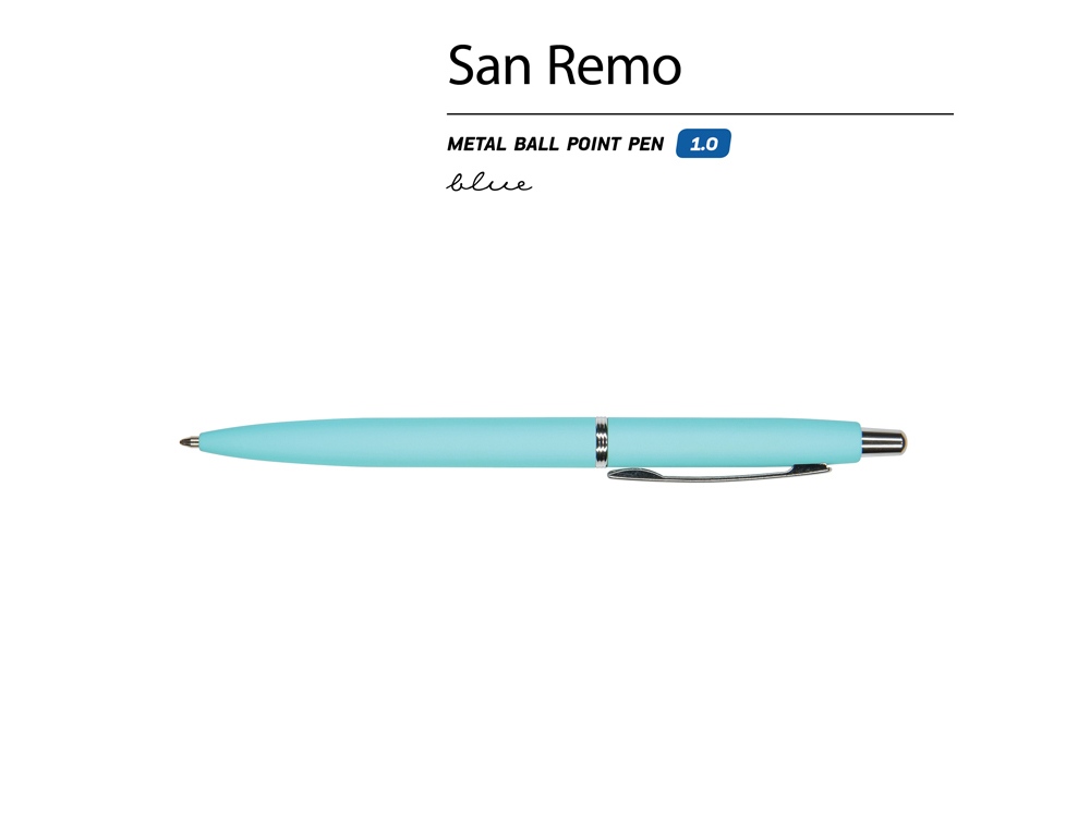 Ручка металлическая шариковая San Remo, софт-тач, 1.0 мм, голубой-1
