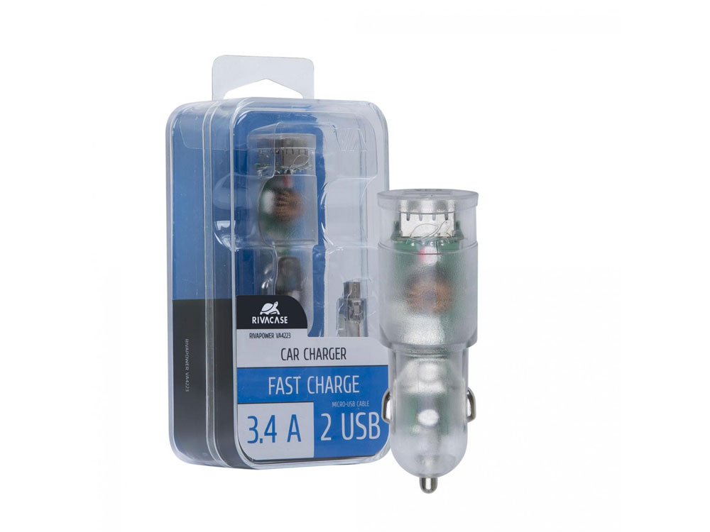 Автомобильное зарядное устройство VA4223, прозрачный-1