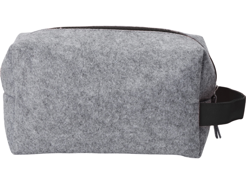 Косметичка из РПЕТ фетра с ручкой Felt, серый с черным-3